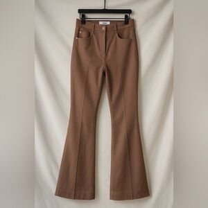 Reiss Florence High-Rise Flared Pants Mocha Taupe Size US 2R NWT
